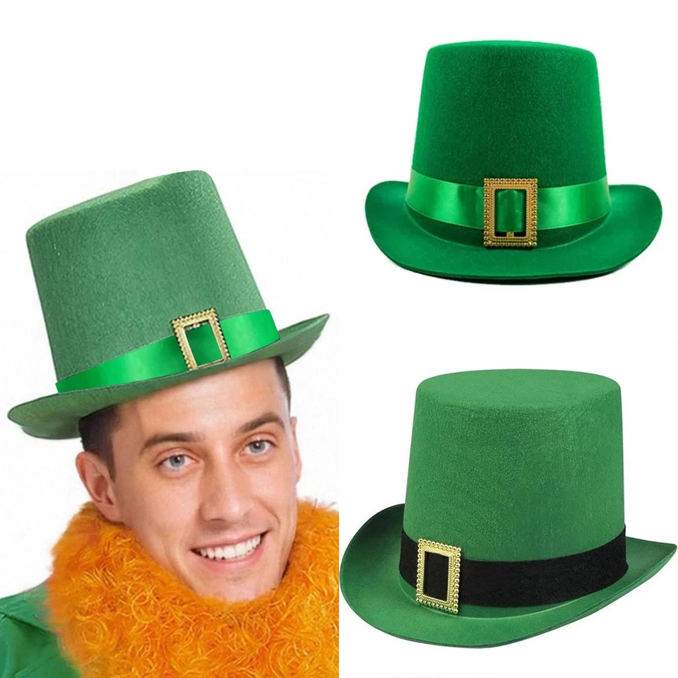 Hombres Mujeres Verde Top Sombrero Trébol Sombrero San Patricio Esmeralda Top Sombrero Irlandés Top Foto 2 de 3