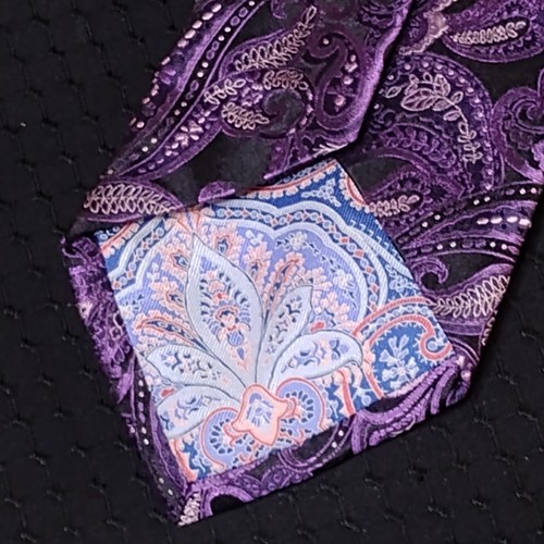Ted Baker Men’s Necktie Purple Lavender Paisley 100% Silk Made in USA Classic -K - Picture 10 of 11