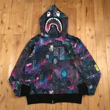 BAPE NEON TOKYO Shark Full Zip Hoodie A Bathing Ape Size L