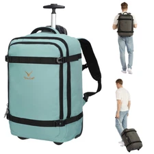 Hynes Eagle 42L Rolling Carry-on Backpack Travel Wheels Luggage Laptop Suitacase