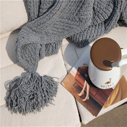 Soft Pure Color Pom Pom Throw Home Decorative Office Sofa Bed Blanket 130*160CM - Picture 33 of 53