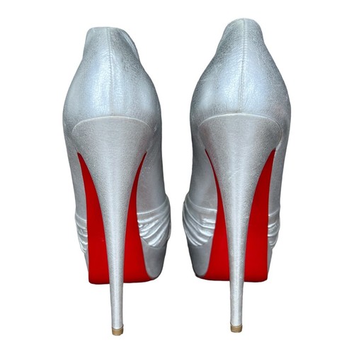 Christian Louboutin Aborina Metallic Silver Platform Heel Pumps - Picture 5 of 11