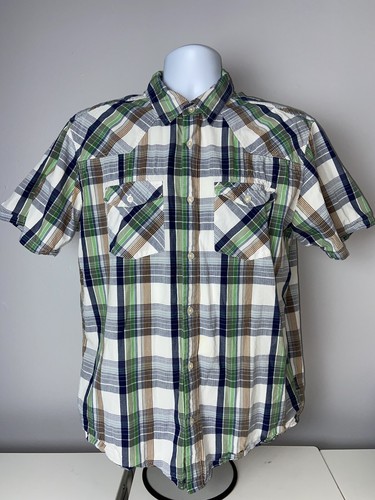 Mens PATAGONIA Shirt Large Organic Cotton Short Sleeve Button Front