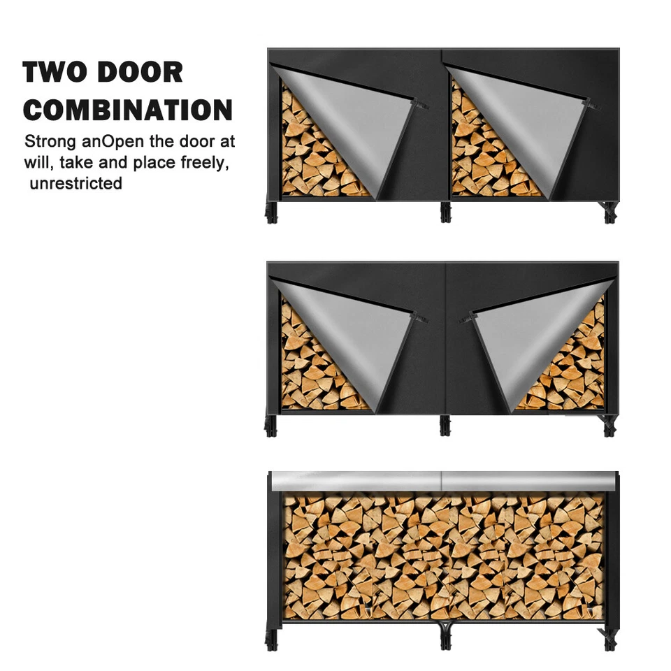 8 Feet Firewood Log Rack Cover Heavy Duty Outdoor Waterproof Dust Sun Protector - Image 4 of 4