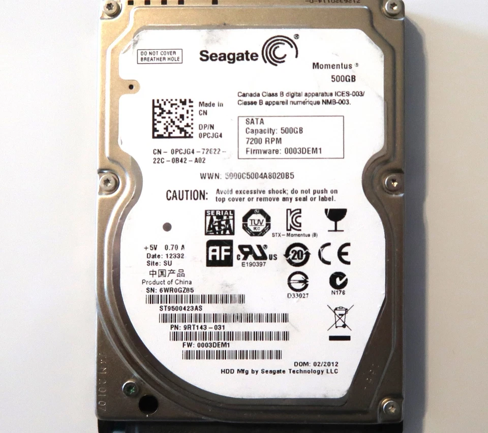 Seagate ST9500423AS 9RT143-031 0003DEM1 (6WR0) SU China 500gb 2.5" Sata 02/2012 - Image 4 of 4