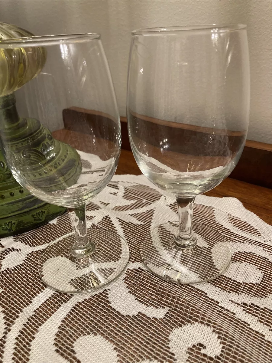 Set of 2 Clear Glass Water Goblet Wine Juice Glasses Stemware 6 2 Stem EUC