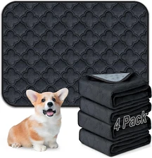 Washable Pee Pads for Dogs - 4 Pack Reusable Pee Pads，Waterproof Puppy Pads，Pet