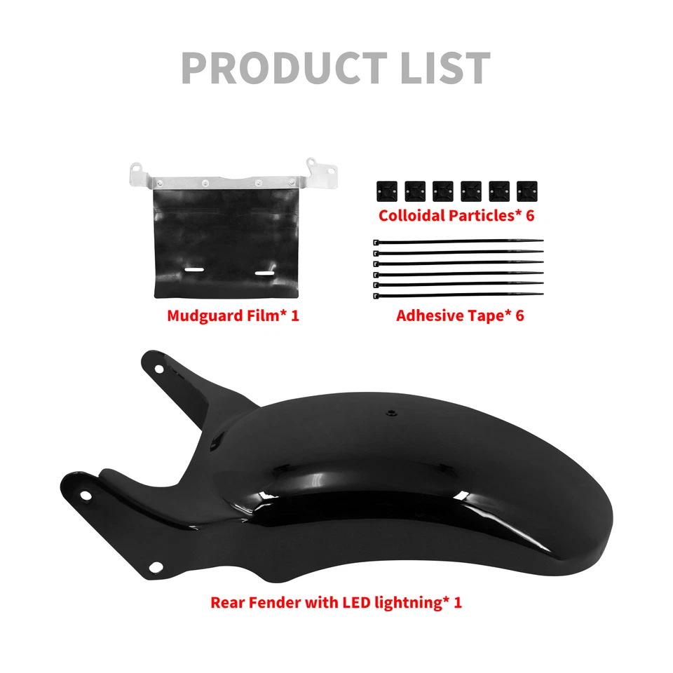 Driver Seat W/ LED Rear Short Fender For Harley Softail Rocker FXCW FXCWC 08-17 - Image 3 of 4
