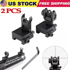 2x Tactical Flip-up Low Profile Metal Sight Folding Iron Sights Front & Rear Set