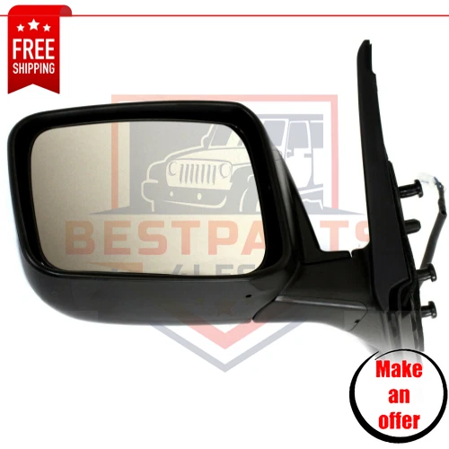 Power Mirror, Heated, Primed, Smooth, LH Driver Left Side for 08-15 Nissan Rogue