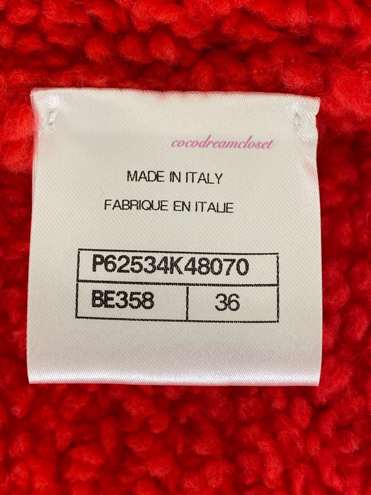 CHANEL 19K ROSSO ORSACCHIOTTO GRANDE LOGO CC MAGLIONE CARDIGAN GIACCA CAPPOTTO TG 36