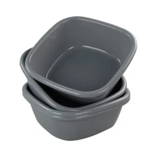 Idotry 4pack Baby Small Wash Basin Gray Plastic Square Dish Pan 8 Quart