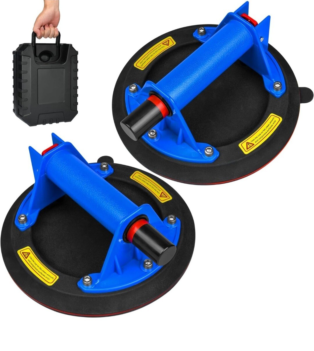 2 Pack Black Glass Suction Cups for Lifting Large Glass, Suction Cup