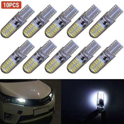 10PCS 6000K White T10 147 24-SMD LED Silica Gel Strobe Flash Light Bulbs 12V DC