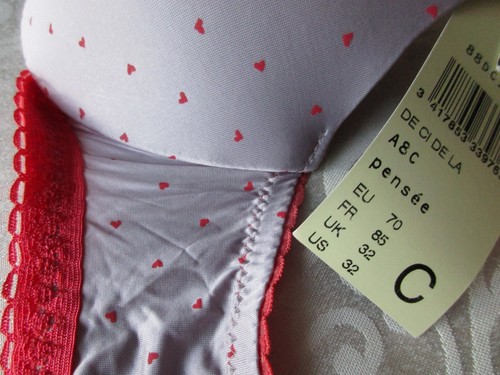 NWT HUIT - 32C - De ci de la heart dot print rayon underwire bra Made in France - Picture 4 of 6