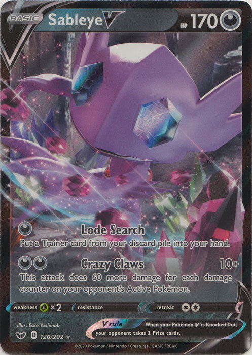 Sableye V - 120/202 Ultra Rare Sword & Shield Base Set NM Pokemon TCG