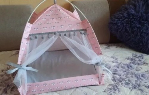 Dog tent Cat bed pink Dog bed New 20 in by 20 Pink Collapsable New - Picture 7 of 12