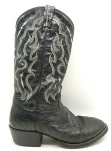 Tony Lama Black Smooth Ostrich Classic Cowboy Western Boots Men's 8.5 D | eBay