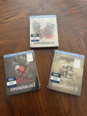 The Expendables 1-3 BLU-RAY+ DIGITAL HD Steelbooks Bestbuy Exclusive NEW Sealed!