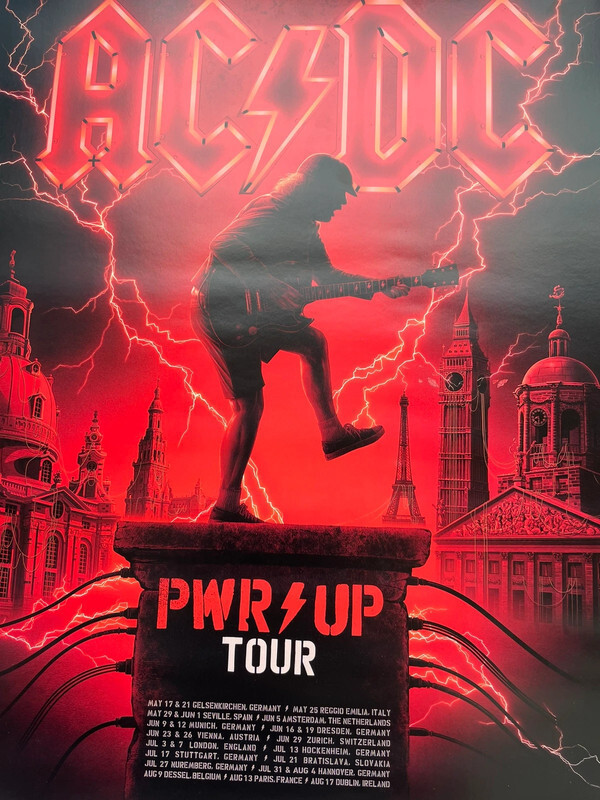 AC/DC europe Poster 2024 power up tourLondondessel parisamsterdam