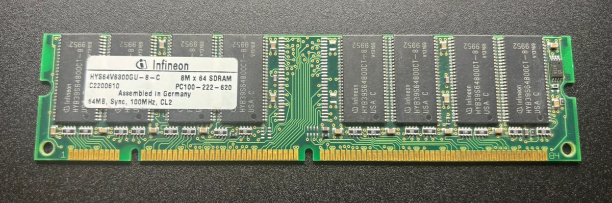 SIEMENS SDRAM HYS64V16220GU-8 128MB PC100 100MHz CL2 168-Pin EUR 13,60 - FR