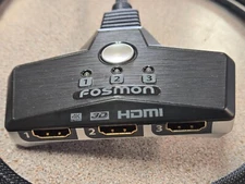 Fosmon 3 Port HDMI 2.0 Pigtail Switch w 1.8' Braided Cable 2.0 Auto Switch