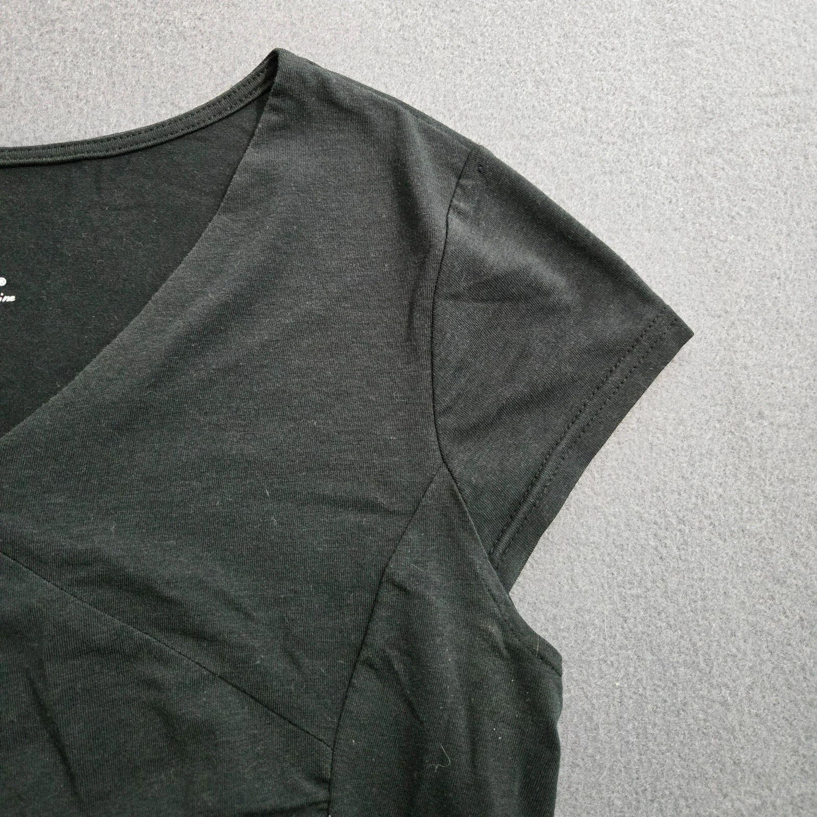 VETEMENTS Abito Kuhl donna S nero scollo a V midi manica corta increspato Coolmax