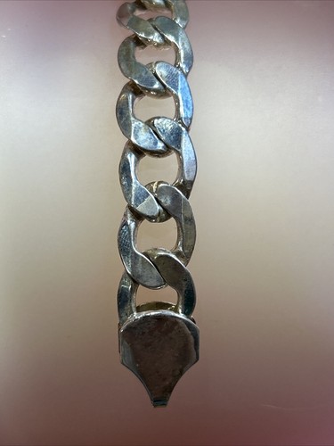 Men's Sterling Silver .925 Heavy Cuban Curb Link Bracelet 11" 40.1 Grams - Picture 2 of 6