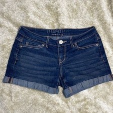 Aeropostale Womens Denim Shorts Cuffed Rolled Hem Dark Wash Size 00