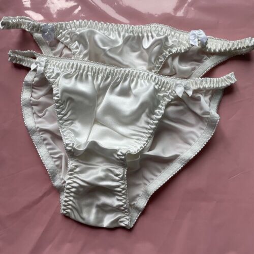 2pcs Girls Silk Underwear White Bikinis Briefs Knickers for Kids 8-10 Years Old - Picture 1 of 13