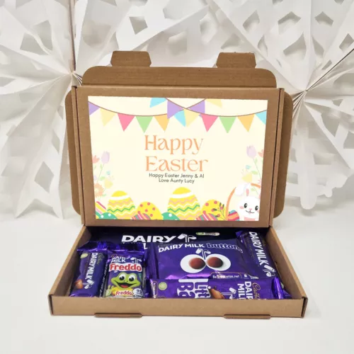 Personalised Easter Chocolate Treat Box, hamper gift Easter treats mini eggs - Picture 1 of 3