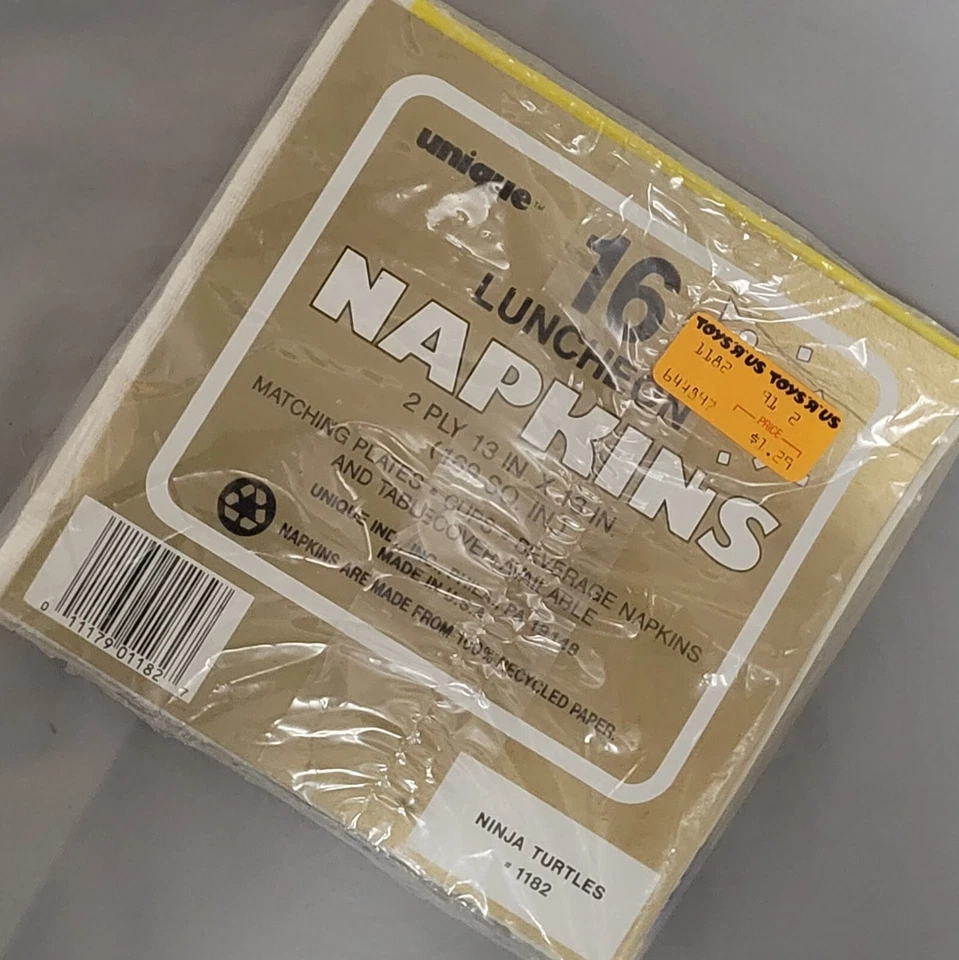 Vintage Teenage Mutant Ninja Turtles TMNT Party Napkins 1989 16 Count Sealed New - Image 4 of 4