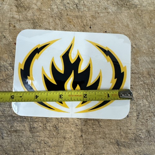 Vintage BLACK LABEL black FLAME yellow outline Skateboard STICKER Lucero Grosso - Picture 3 of 5