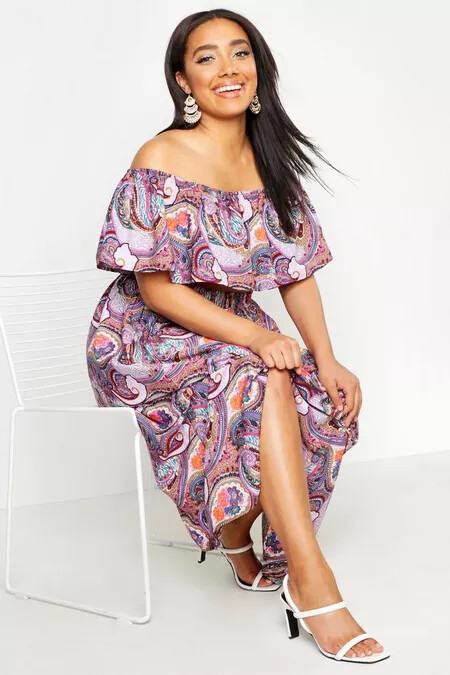 boohoo curve maxi dress boohoo Women's Plus Ruched Bodice Maxi Dress in Chocolate | Size: 12