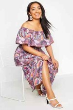 Plus Size Women's Boohoo Curve Purple Paisley Crop Maxi Skirt Set Size 20 : NWT