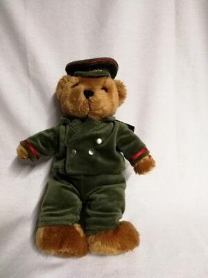 Harrods Doorman 14 Zoll stehender gewichteter Braunbär in Harrods grüner Uniform Neu mit Etikett
