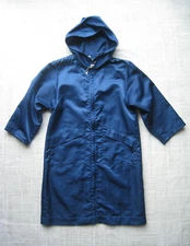 Vtg Linda Lundstrom LaParka Rain Coat Jacket Sz 7 - 8 Navy Shell Pockets Hooded