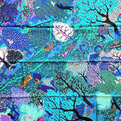 HERMES Carre 90 Silk Scarf Dans Un Jardin Anglais Pink/Blue Vintage Mint w/Box - Picture 11 of 15