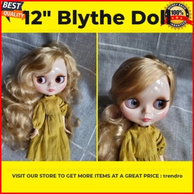 Nude Blythe Doll from Factory 12'' Jointed Body Side Parting Hair Shiny Face Toys