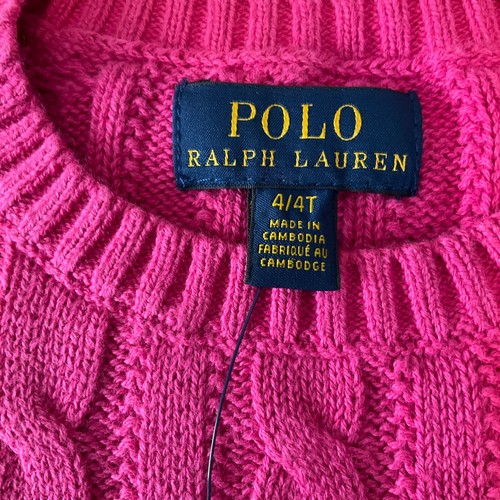 Polo Ralph Lauren Button Front Sweater Girl Size 4/4T Pink Long Sleeve Knit Fall - Picture 5 of 13