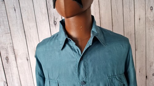 Anyway Vintage Silk Shirt -Medium- Green Floaty 1990s Baggy Fit CS68 - Picture 3 of 13
