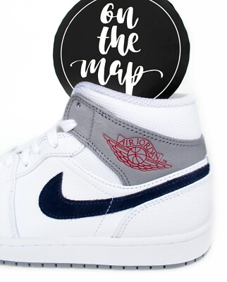 Nike Air Jordan 1 Retro Mid PSG Paris White Grey Blue UK 5 7