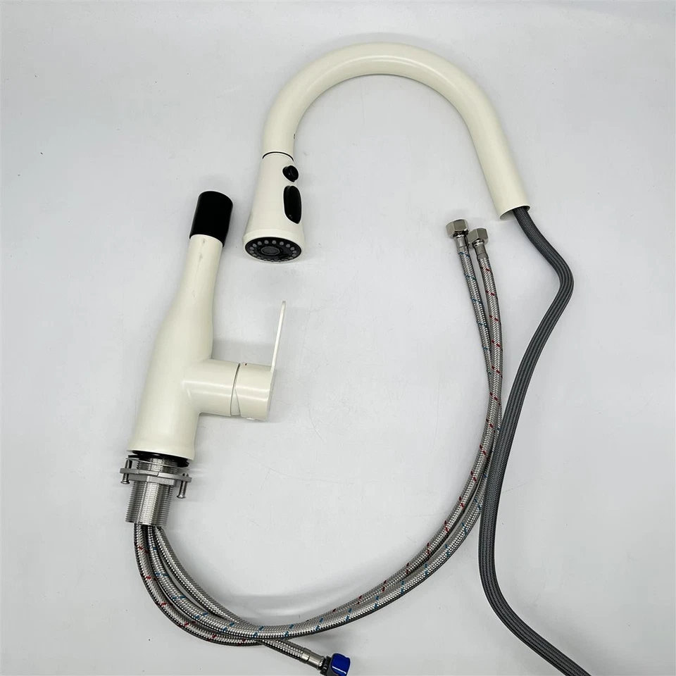 ONECE Küchenarmatur Weiss ausziehbar mit 3 Strahlarten, Spültischarmatur Hochdru