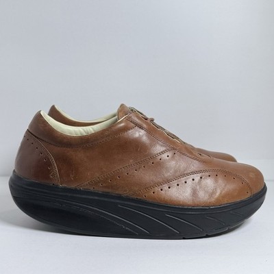 MBT Brown Leather Curved Rocker Sole Walking Shoes Volcano Mens 9.5 Ergonomic