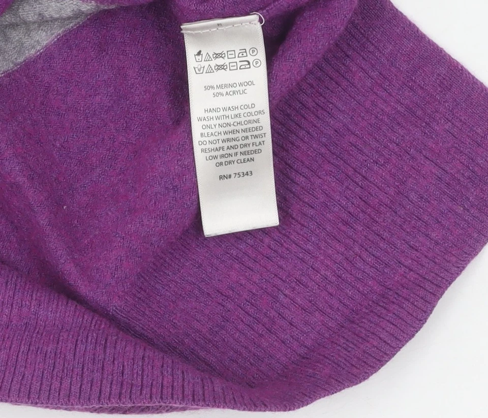 Tahari Women's Grey/Purple Crew Neck Pullover Jumper S - Image 4 of 4