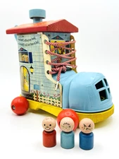 Vintage 1964 Fisher Price Little People Music Box Lacing Shoe 991 Works w/people