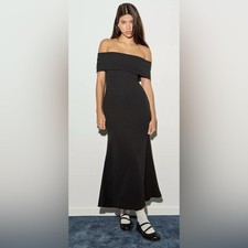 Silence + Noise Jayde Off-The-Shoulder Maxi Dres NWOT Black M/L