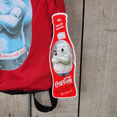 Vintage 1996 Coca-Cola Polar Bear Backpack Red Nylon NWT  display picture 2