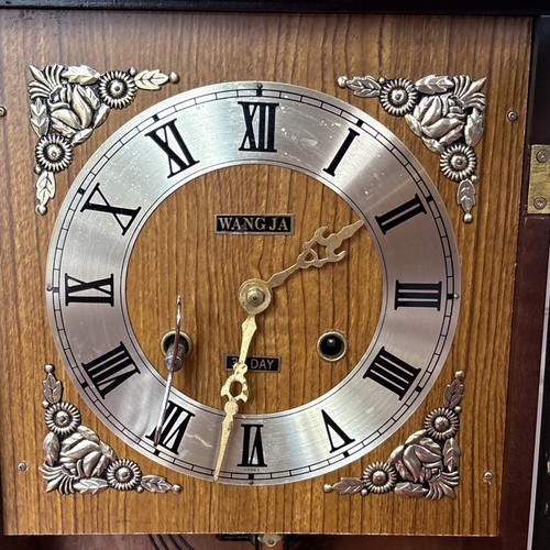 Vtg. Wang Ja Mantle Clock Wooden Pendulum W/ Key Japan For Parts - Afbeelding 13 van 16