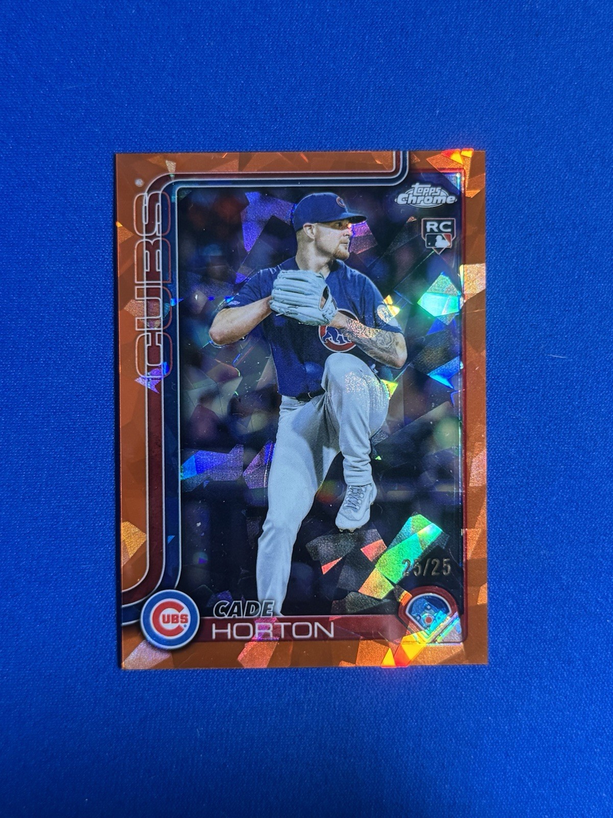 CADE HORTON 2025 TOPPS CHROME UPDATE SAPPHIRE ORANGE REFRACTOR RC USC63 #25/25